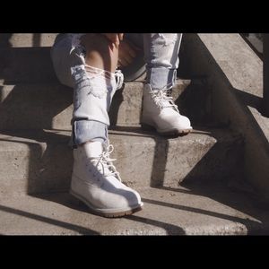 Girls gray Timberlands